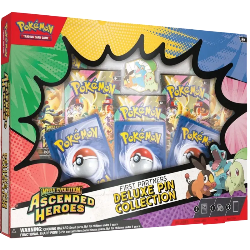Pokémon - Coffret Collection avec Pin’s Deluxe - Premiers Partenaires Méga-Évolution - Héros Transcendants - ME02.5