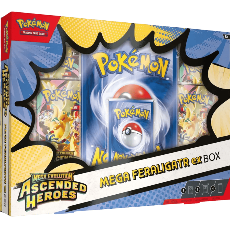 Pokémon - Coffret Méga-Évolution - Héros Transcendants - Méga‑Méganium ex / Méga‑Roitiflam ex / Méga‑Aligatueur ex - ME02.5
