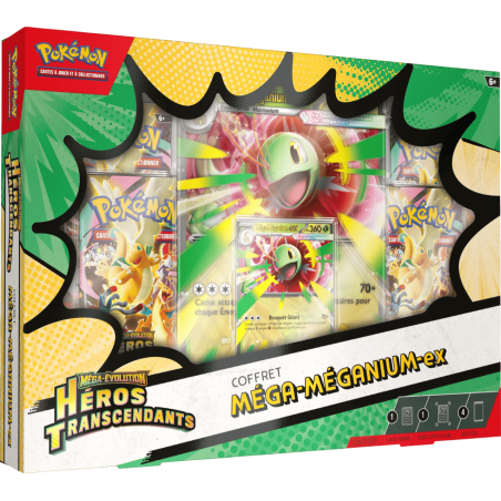 Pokémon - Coffret Méga-Évolution - Héros Transcendants - Méga‑Méganium ex / Méga‑Roitiflam ex / Méga‑Aligatueur ex - ME02.5