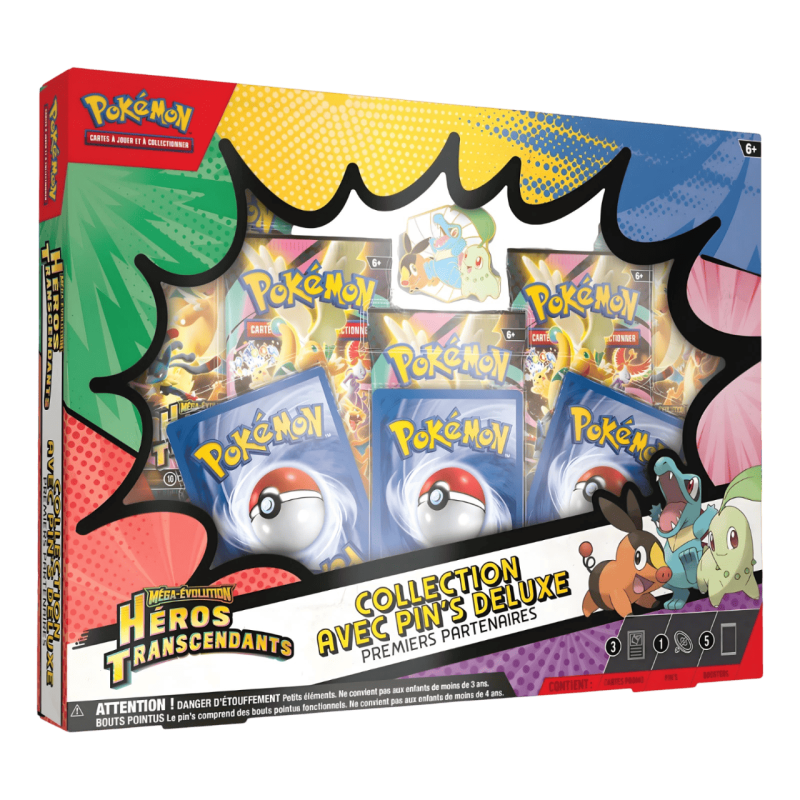 Pokémon - Coffret Collection avec Pin’s Deluxe - Premiers Partenaires Méga-Évolution - Héros Transcendants - ME02.5