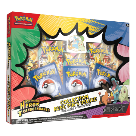 Pokémon - Coffret Collection avec Pin’s Deluxe - Premiers Partenaires Méga-Évolution - Héros Transcendants - ME02.5