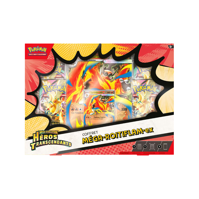 Pokémon - Coffret Méga-Évolution - Héros Transcendants - Méga‑Méganium ex / Méga‑Roitiflam ex / Méga‑Aligatueur ex - ME02.5