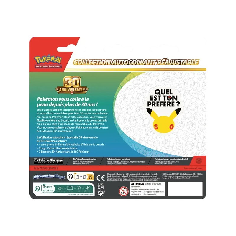 Pokémon - Tripack ME05.5 - 30e Anniversaire - Lucario / Noadkoko d’Alola