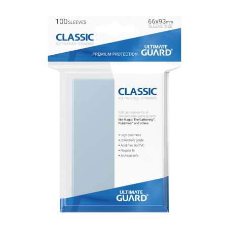 Ultimate Guard - Sleeves Taille standard - Classic Soft Transparent x100